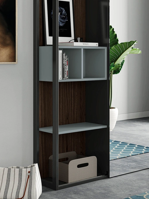 Mobile ingresso Skap composizione 2 con anta scorrevole a specchio e struttura rovere termotrattato di Birex