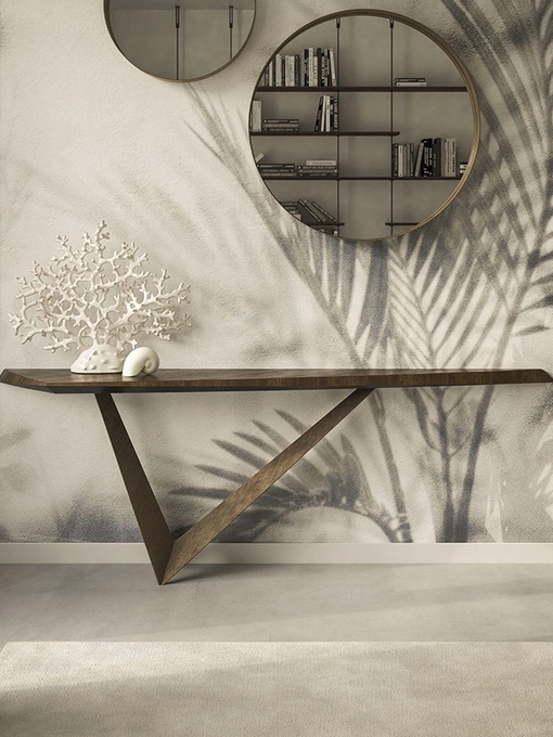 Consolle di design con top in legno e base in acciaio Varenne di Cattelan Italia