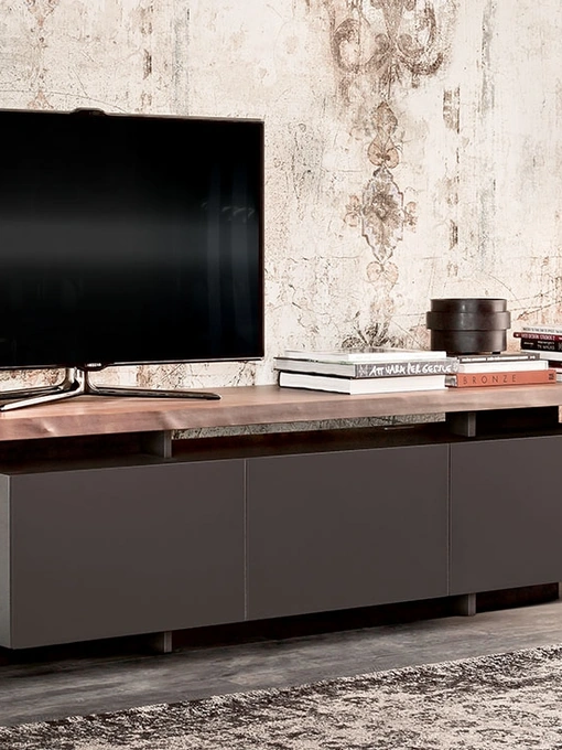 Mobile Porta Tv Seneca in laccato con top in legno di Cattelan Italia