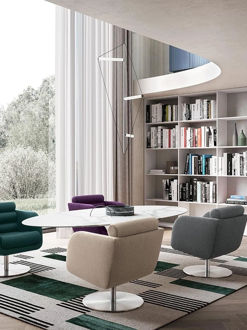Poltroncina imbottita in tessuto sfoderabile Tubes di Felis