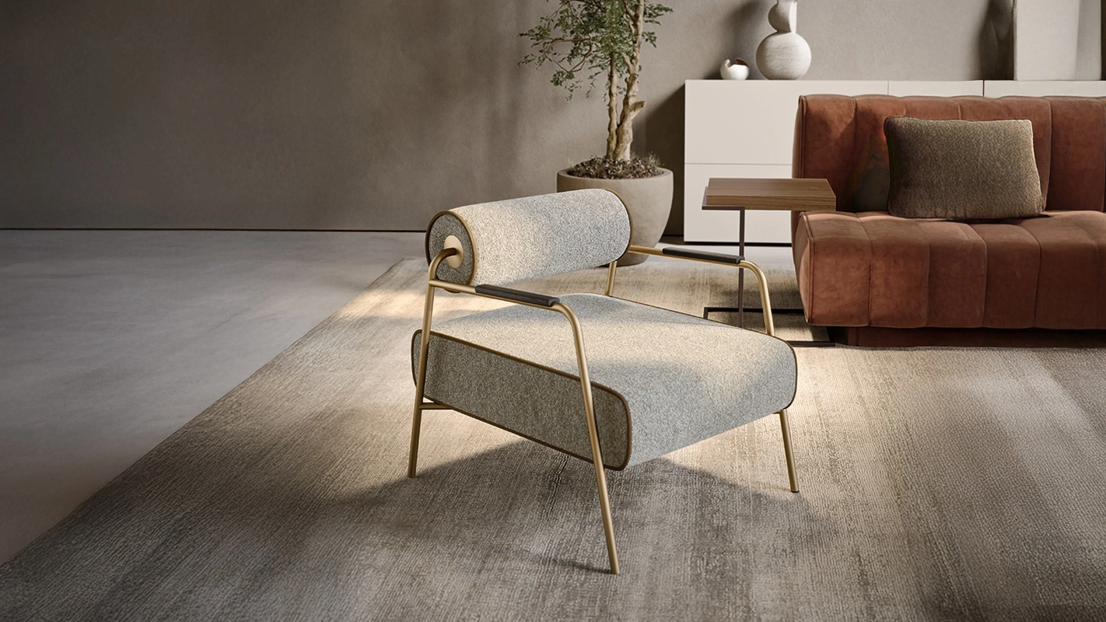 Poltroncina Levante in tessuto imbottito di Pianca