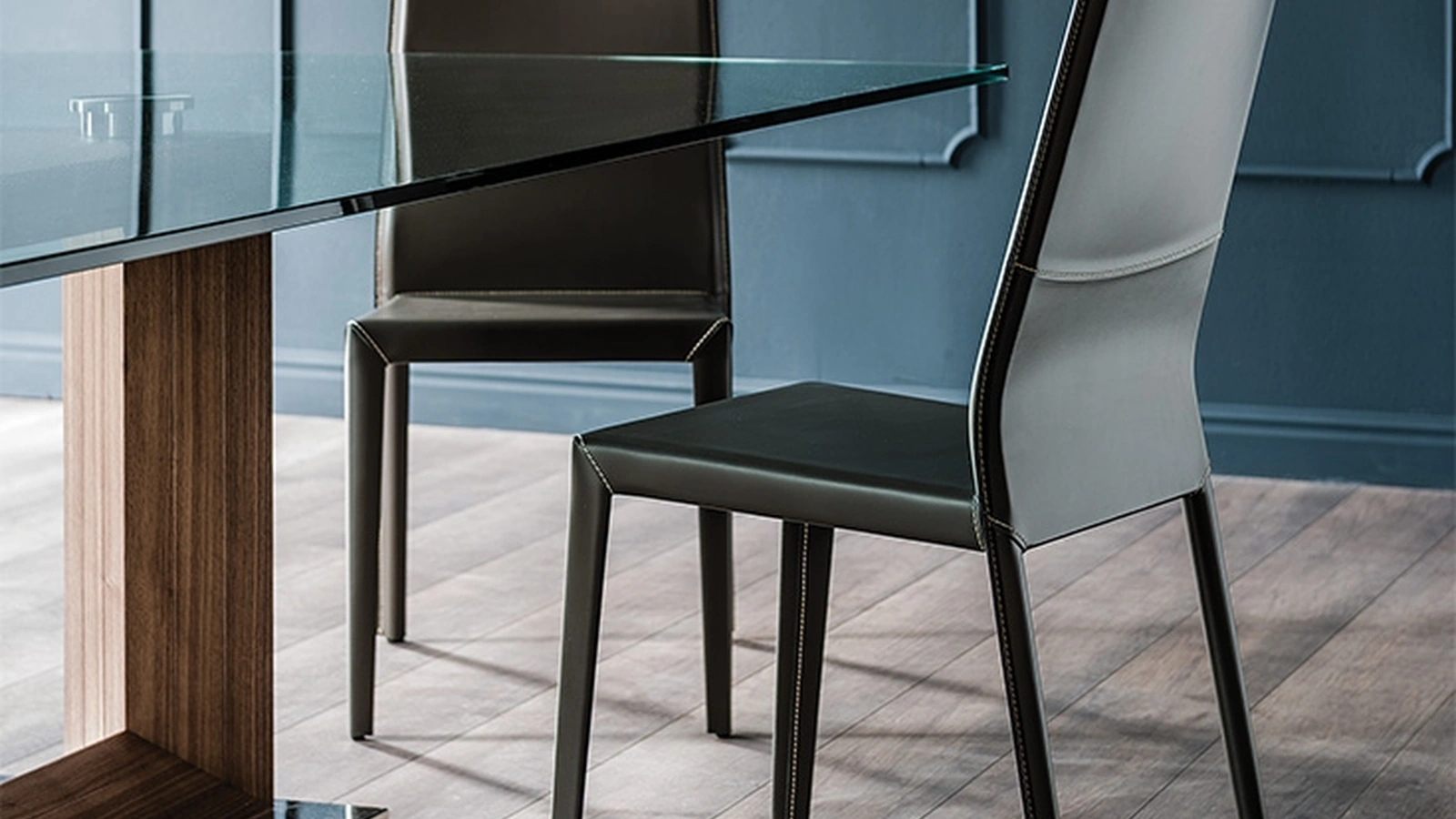 Sedia in cuoio senza braccioli Margot Cattelan Italia