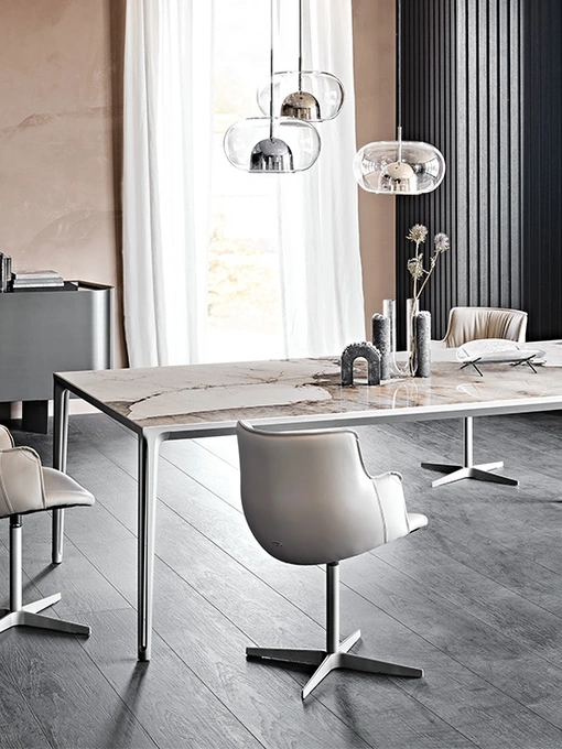 Tavolo con piano in ceramica effetto marmo Boulevard Keramik di Cattelan Italia