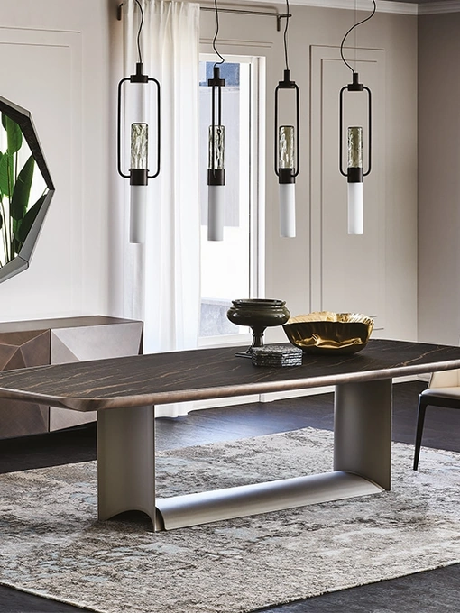 Tavolo con top in ceramica con profilo inferiore arrotondato Dragon Keramik Premium di Cattelan Italia