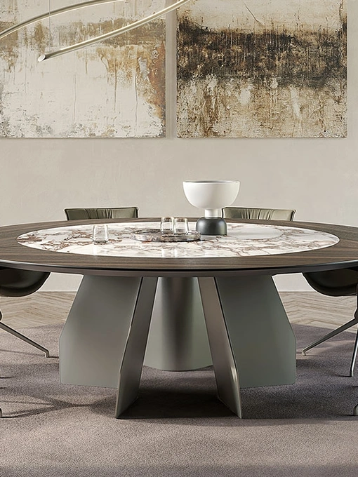 Tavolo con top in legno e ceramica Senator Ker-Wood Round di Cattelan Italia