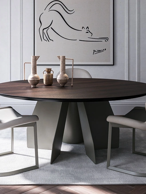 Tavolo con top in legno Senator Round di Cattelan Italia