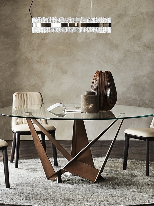 Tavolo rotondo in cristallo Skorpio Round di Cattelan Italia