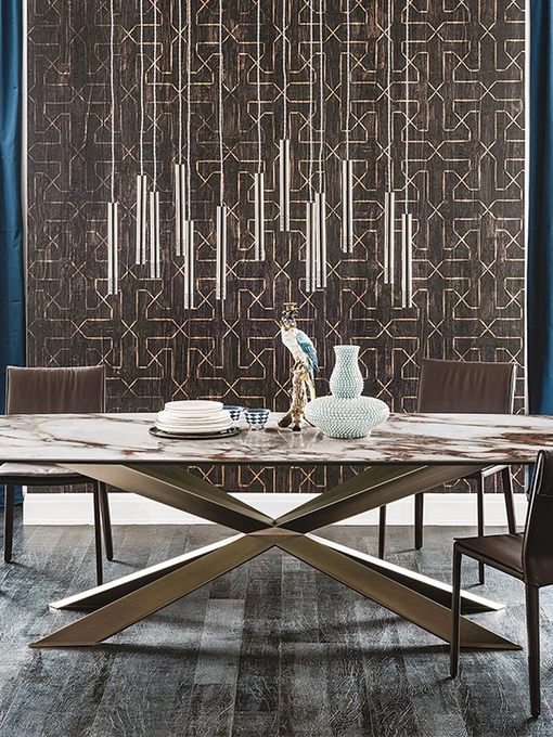 Tavolo con piano bisellato in ceramica Spyder Keramik di Cattelan Italia