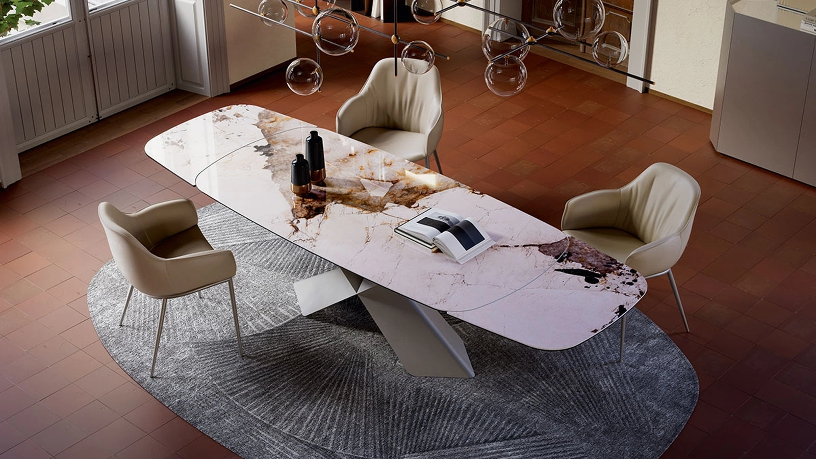 Tavolo allungabile con piano in ceramica Tyron Keramik Drive di Cattelan Italia