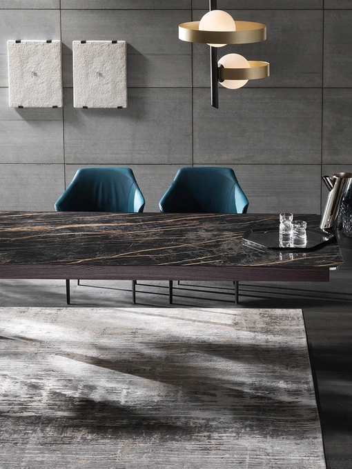 Tavolo allungabile Cross con top in ceramica e struttura in legno di Frassino di Riflessi