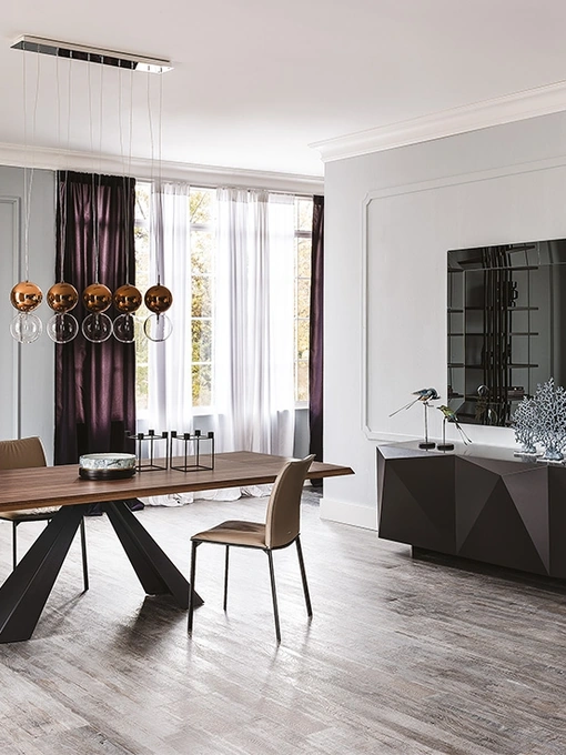 Tavolo allungabile in legno di noce e gambe in acciaio Eliot Wood Drive di Cattelan Italia