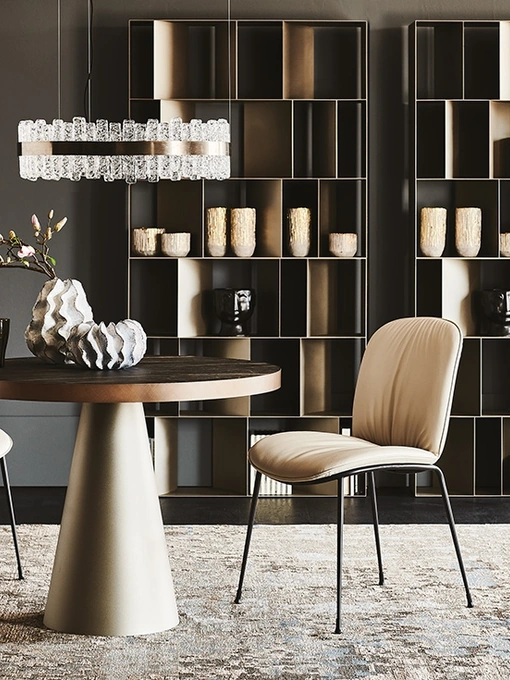 Tavolo con base conica in acciaio e piano in ceramica Saturno Keramik Bistrot di Cattelan Italia