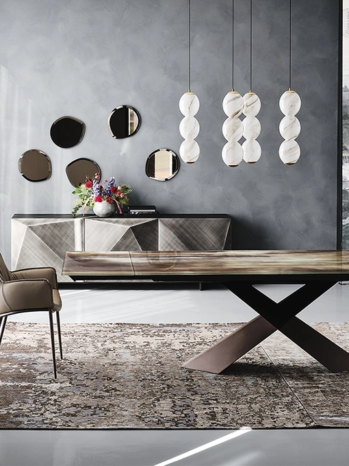 Tavolo allungabile in cristallo con stampa artistica Tyron Cristalart Drive di Cattelan Italia