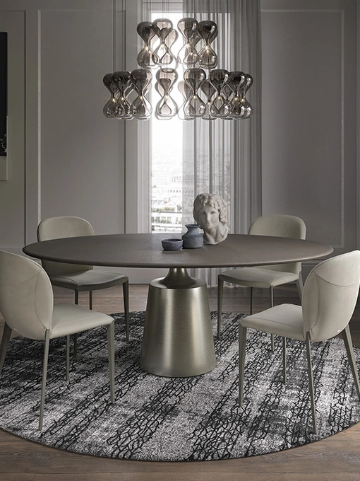 Tavolo con top rotondo in argilla spazzolata Yoda Argile di Cattelan Italia