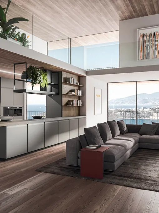 Cucina Design con penisola in laccato Grigio Londra Ak 07 05 di Arrital