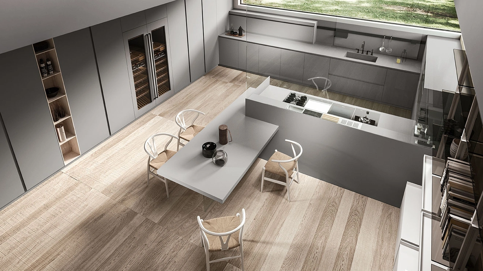 Cucina Design in Fenix Grigio con penisola Ak 04 01 di Arrital
