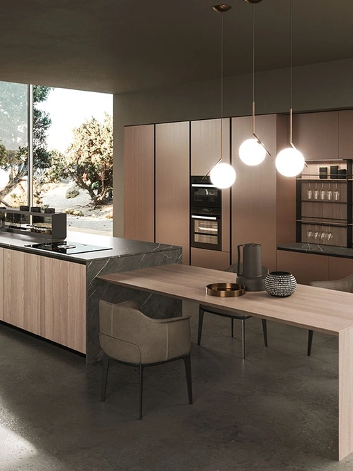 Cucina Design con isola Ak 04 04 in Olmo naturale di Arrital