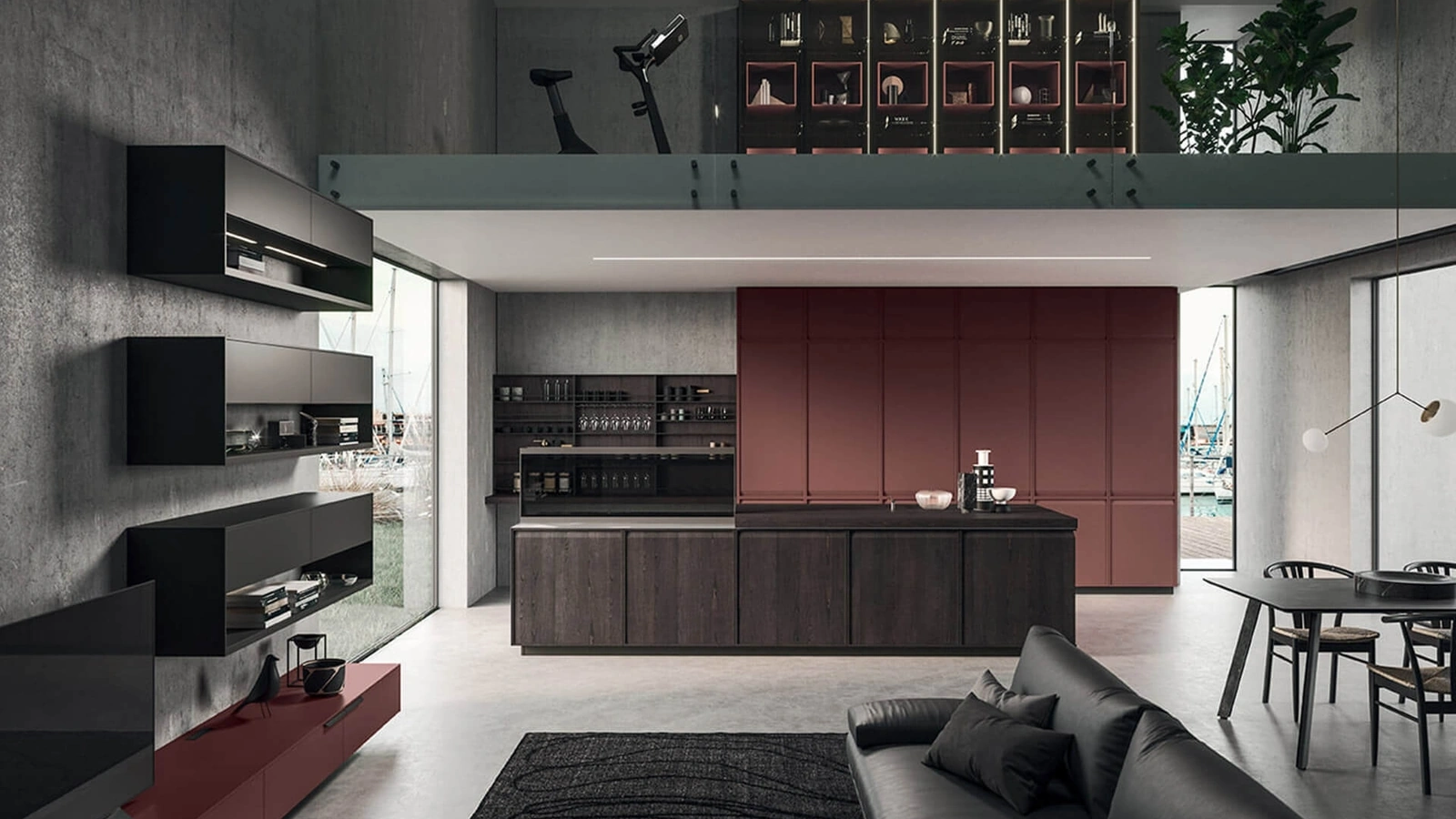 Cucina Design con isola in castagno spazzolato con top in acciaio inox satinato Ak 07 02 di Arrital