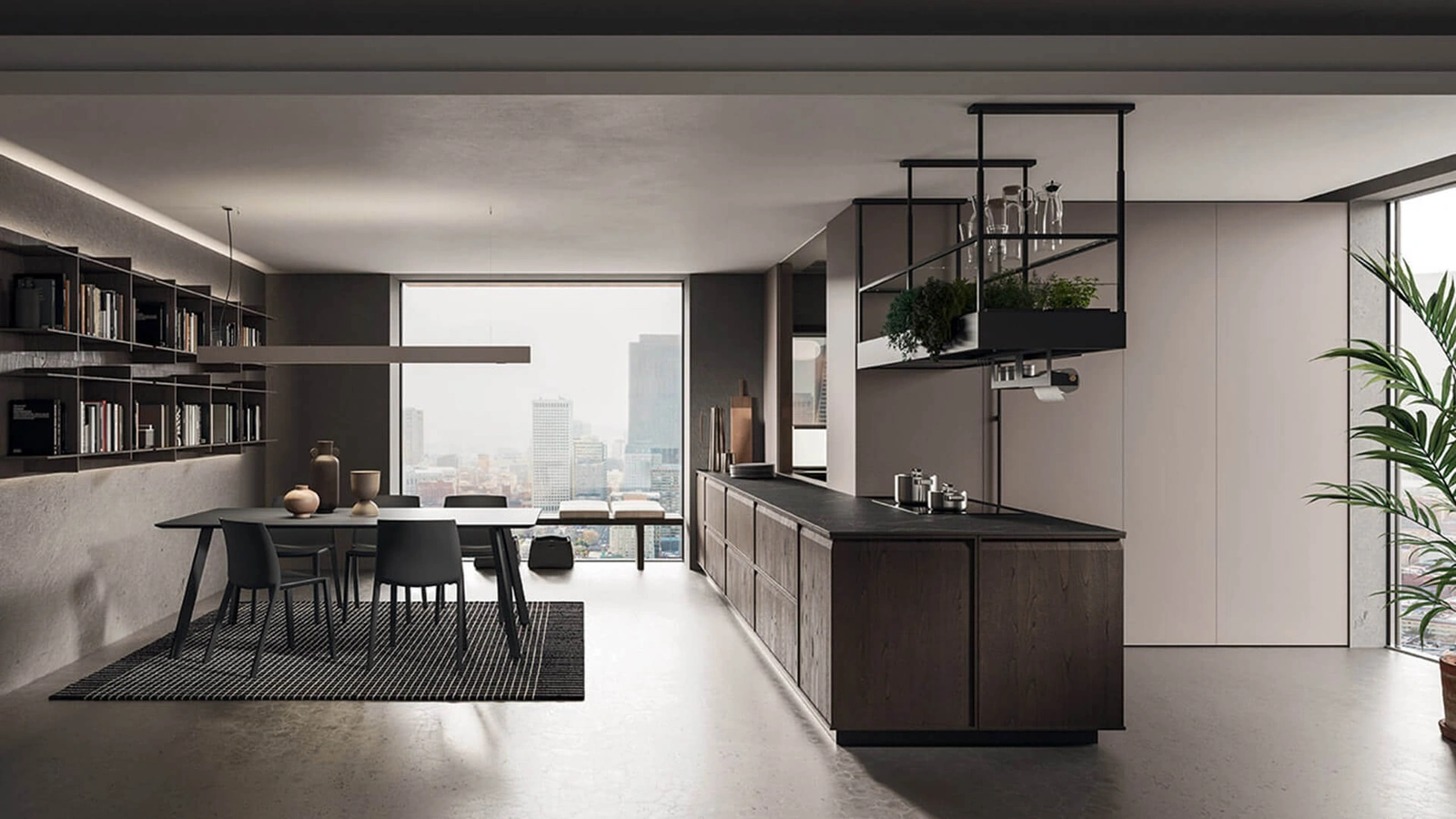 Cucina Design con penisola Ak 07 03 in Castagno spazzolato di Arrital