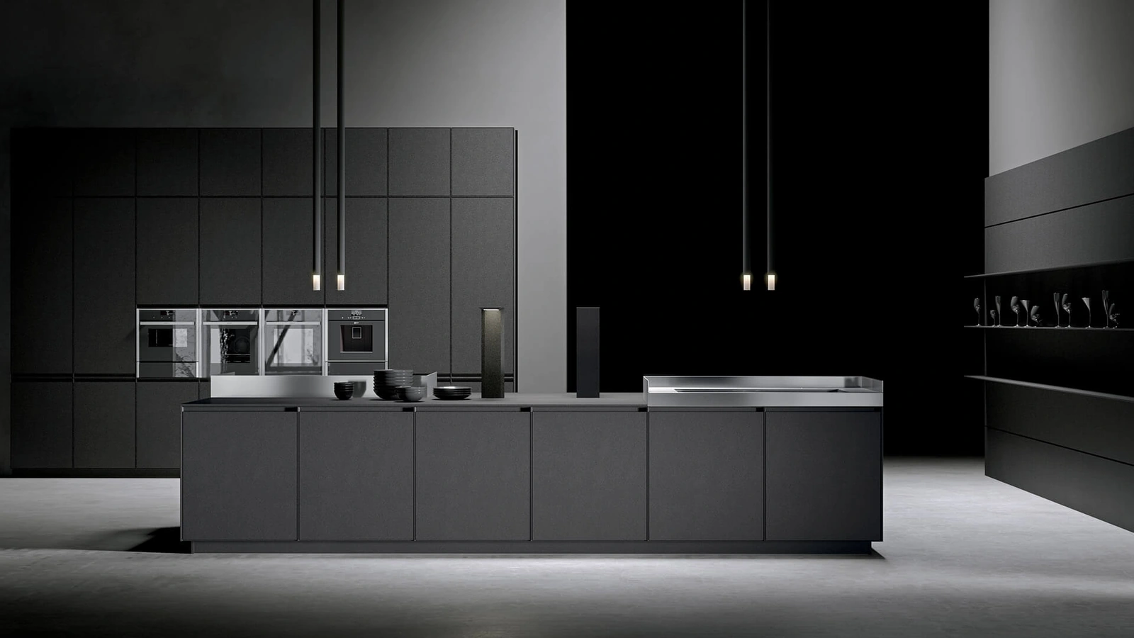 Cucina Design AkB 08 01 in Fenix Piombo di Arrital
