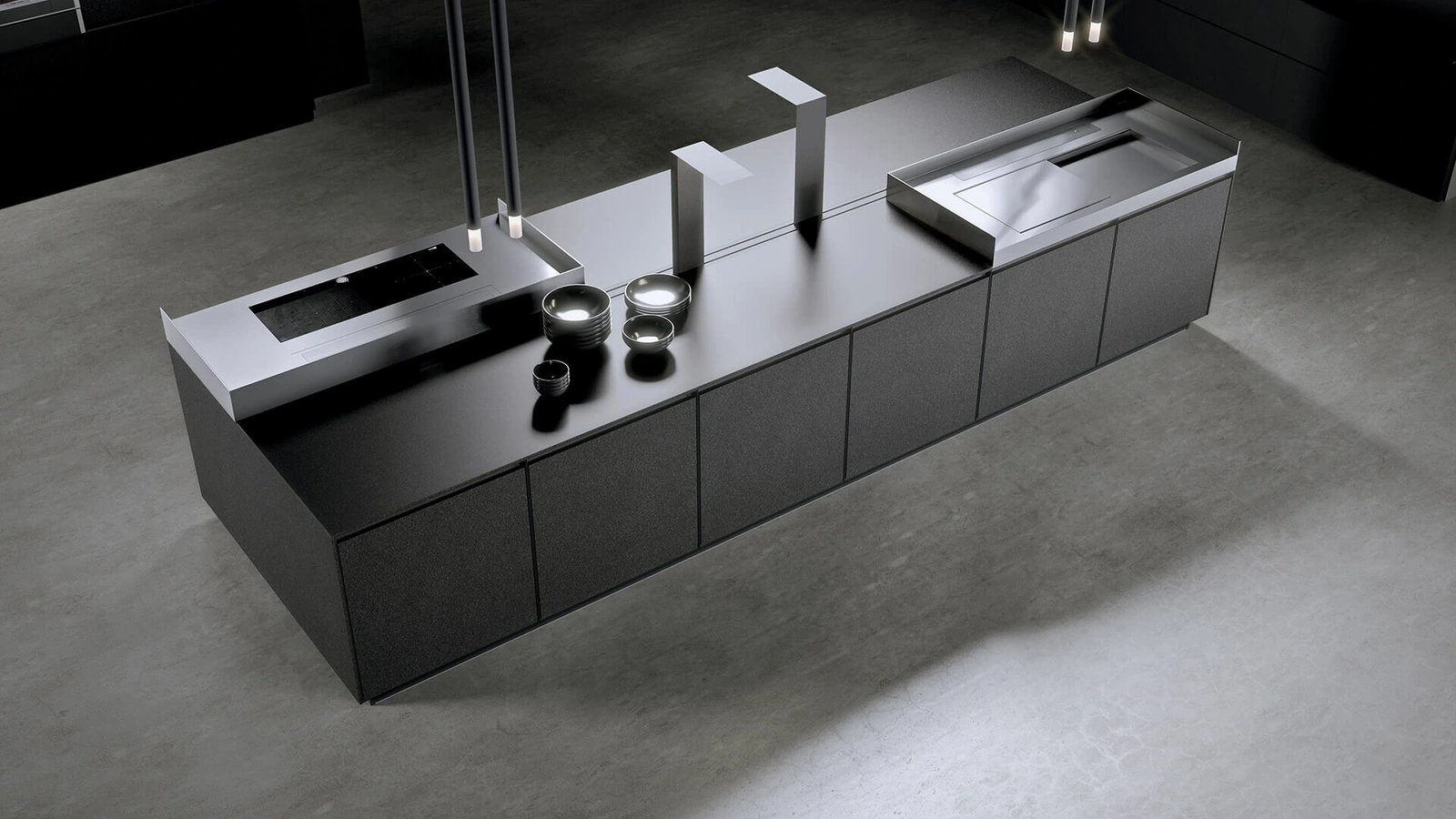 Cucina Design AkB 08 01 in Fenix Piombo di Arrital