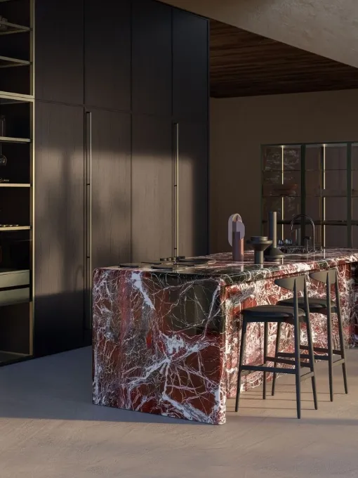 Cucina Design Margo Project 1 in Rovere sabbiato Ghisa e marmo di Euromobil