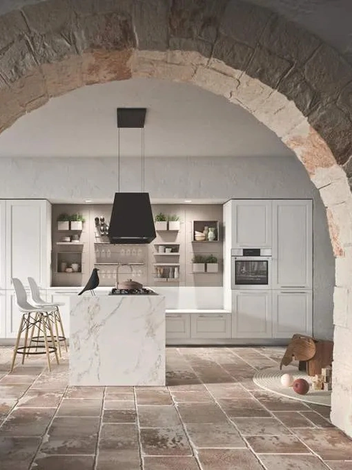 Cucina Moderna con isola Cloe 05 in legno laccato di Ar-Tre