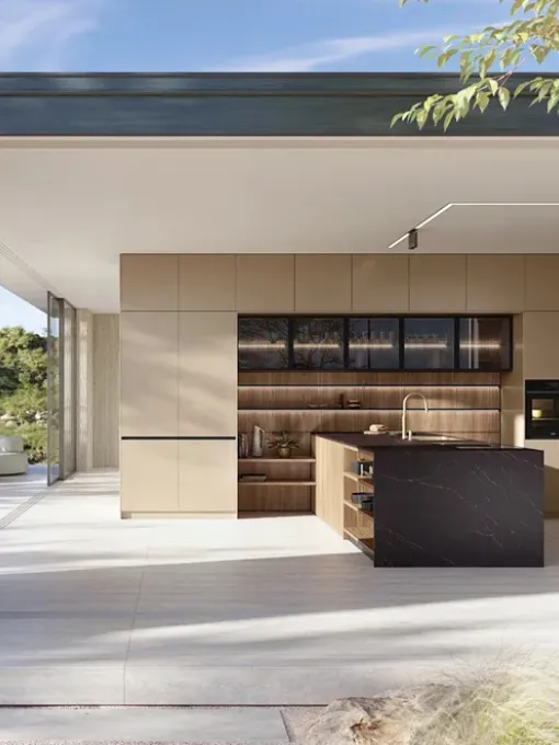Cucina Moderna con penisola I Naturali 01 in laccato e legno di Ar-Tre