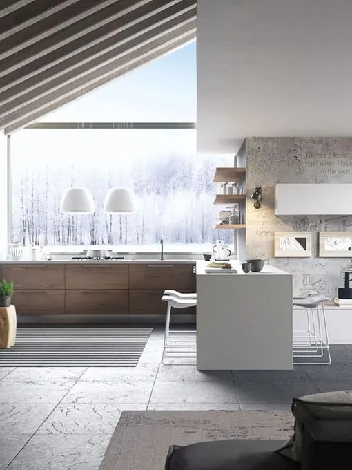 Cucina Moderna in legno con penisola Zoe 06 di Ar-Tre