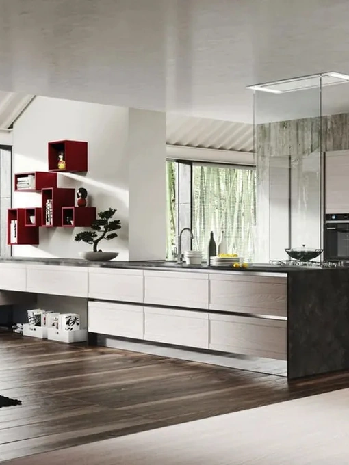 Cucina Moderna in legno con penisola Zoe 08 di Ar-Tre