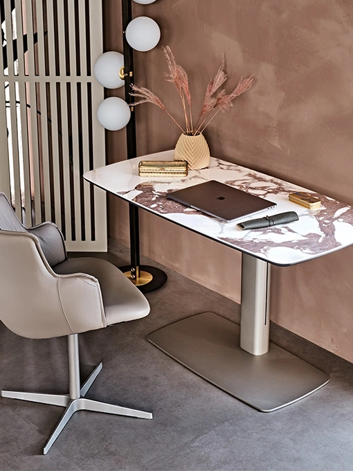 Scrivania Operativa in ceramica e metallo Runner Keramik di Cattelan Italia