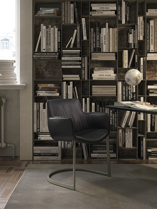 Scrivania Operativa in pelle e metallo Runner Leather di Cattelan Italia